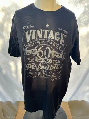 Vintage Matured 60 Years Perfection Men's Black T Shirt Size 2XL XXL